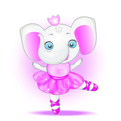 little pink elephant, design for kid prints, patterns, vector illustration