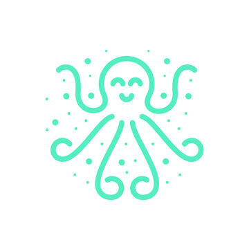 cute octopus outline line art logo design