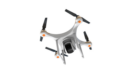 drone quadrocopter with digital camera on white background