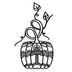 Coloring contour with pumpkin for Halloween isolated on white  background, Coloring page for kids,or coloring hand book
