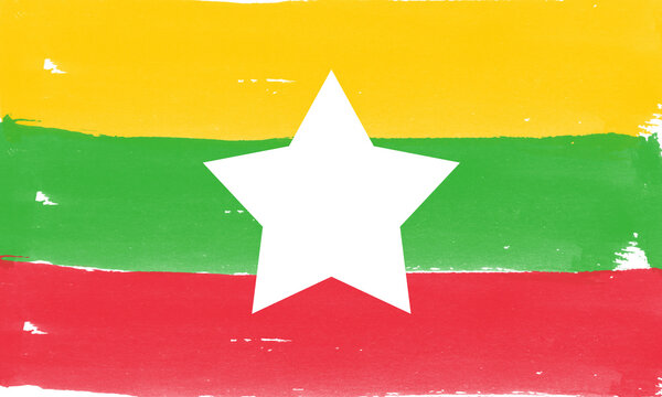 myanmar flag with brush effect
