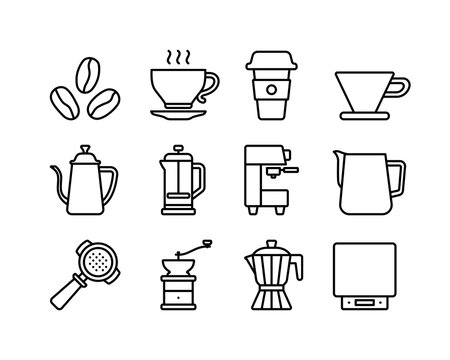 coffee icon set vector . cafe, coffee shop symbol vector illustration.