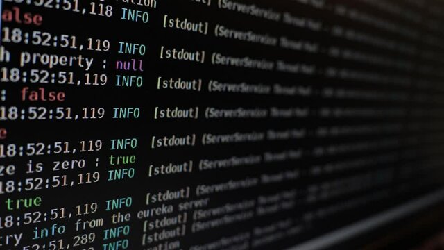 Programming code display on the screen