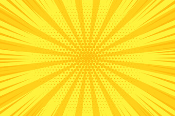Pop art comic pattern. Halftone background. Yellow dotted print. Cartoon vintage texture. Geometric duotone banner with half tone effect. Gradient design. Funny superhero backdrop. Vector illustration