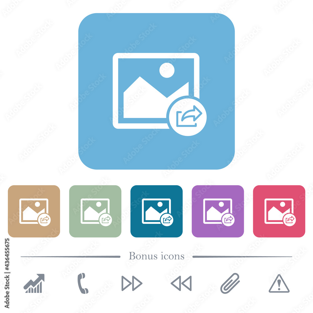 Aufkleber export image flat icons on color rounded square backgrounds