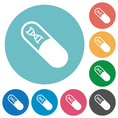 Medicine with dna molecule flat round icons