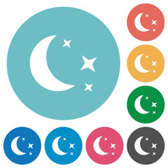 Moonlit night flat round icons