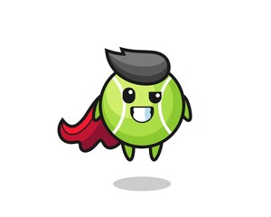 the cute tennis character as a flying superhero