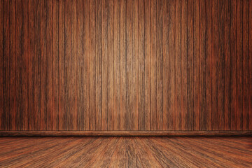 Oak color wooden wall and  floor background for product display or mock up for show room backdrop.