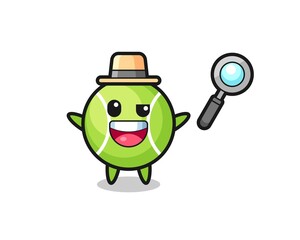 illustration of the tennis mascot as a detective who manages to solve a case