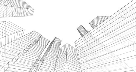 Obraz na płótnie Canvas city ​​abstract architecture 3d illustration background