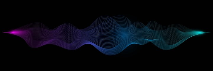 Abstract audio sound wave background. Blue and purple voice or music signal waveform vector illustration. Digital beats of volume color sound wave. 