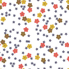 Small cute floral seamless vector pattern Isolated on white background.