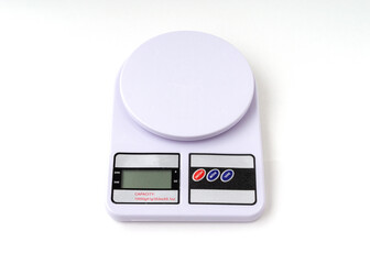 Kitchen digital scale isolated on white background.