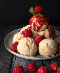 Cookies in the form of ice cream with strawberries. Turkish sweets