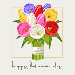 Mums, Mother's Day Tulip Flowers Banner Greeting Card Background