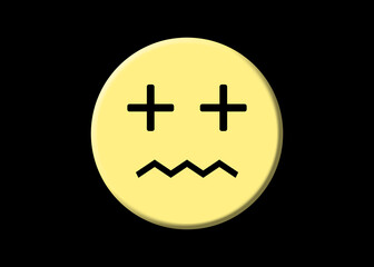 A funny emoji of a dead face (two crosses as the eyes, a zig-zag line as the mouth).
