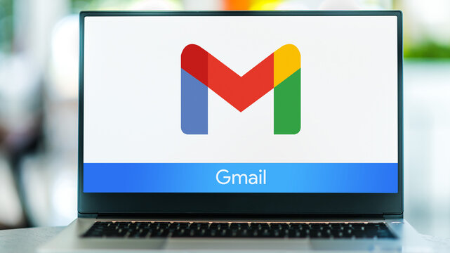 Laptop Computer Displaying Logo Of Gmail