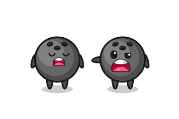 illustration of the argue between two cute bowling ball characters