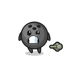 the illustration of the bowling ball cartoon doing fart