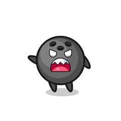 cute bowling ball cartoon in a very angry pose