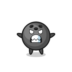 wrathful expression of the bowling ball mascot character