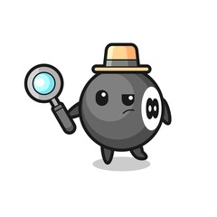 8 ball billiard detective character is analyzing a case