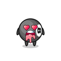 the falling in love expression of a cute 8 ball billiard with heart shaped eyes