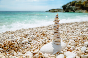 rocks in balance at sea beach