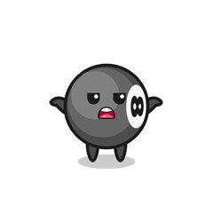 8 ball billiard mascot character saying I do not know