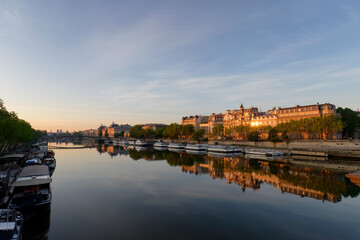 Seine river quay and Solferino harbor in the 7th arrondissement of Paris