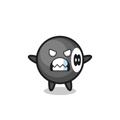 wrathful expression of the 8 ball billiard mascot character