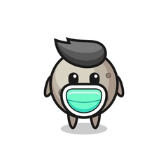 cute moon cartoon wearing a mask