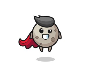 the cute moon character as a flying superhero