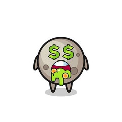 moon character with an expression of crazy about money