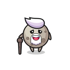 cute moon grandpa is holding a stick