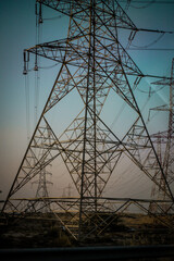 power lines with sky backdrop