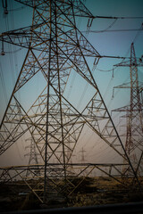 power lines with sky backdrop