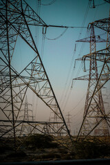 power lines with sky backdrop