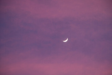 Luna en cuarto creciente al atardecer