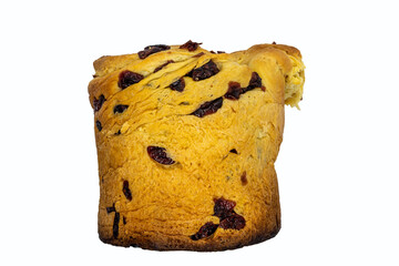 cupcake with raisins on a white background close-up view from top