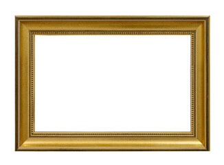 Old style vintage golden frame isolated on a white background