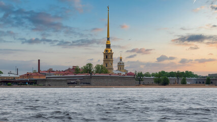 Fototapeta premium Sunrise at St Petersburg. Peter and Paul Fortress in St Petersburg, Russia.