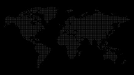 Fototapeta na wymiar Dotted World Map on Black Background. Vector illustration
