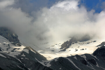 Summer alpine landscape with the Matterhorn (Cervino) near Breuil-Cervinia, Aosta Valley, northern Italy	