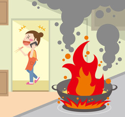 住宅　災害　火事　出火原因　天ぷら油火災 © Gokuma