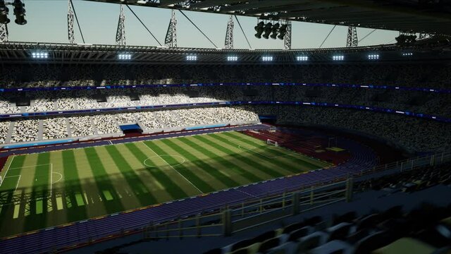 empty soccer stadium sunny day. no people and ready to game. High quality 4k footage