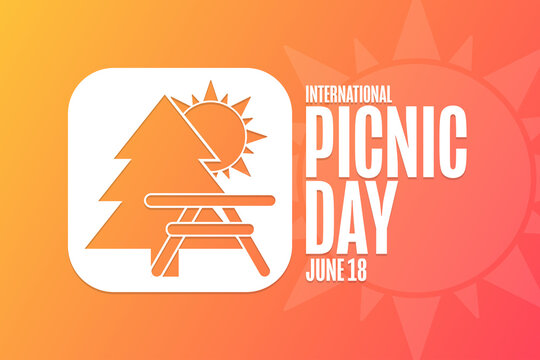 International Picnic Day. June 18. Holiday concept. Template for background, banner, card, poster with text inscription. Vector EPS10 illustration.