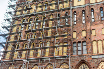 ancient cathedral in scaffolding