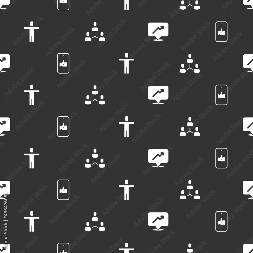 Poster set graph, schedule, chart, hand like, head hunting and project team base on seamless pattern. vecto